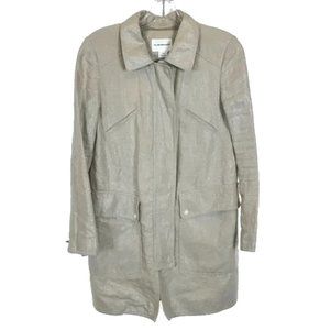 Womens Size Small Club Monaco Metallic Coated Pure Linen Multi-Pocket Jacket